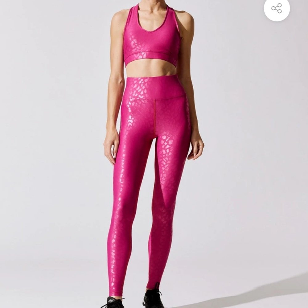 NWT Carbon 38 High Rise Full-length Legging Action Bra 2.0 Leopard Takar…